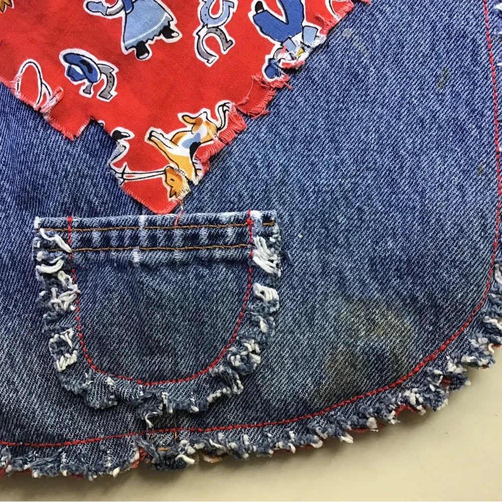 Denim Western Print Bib